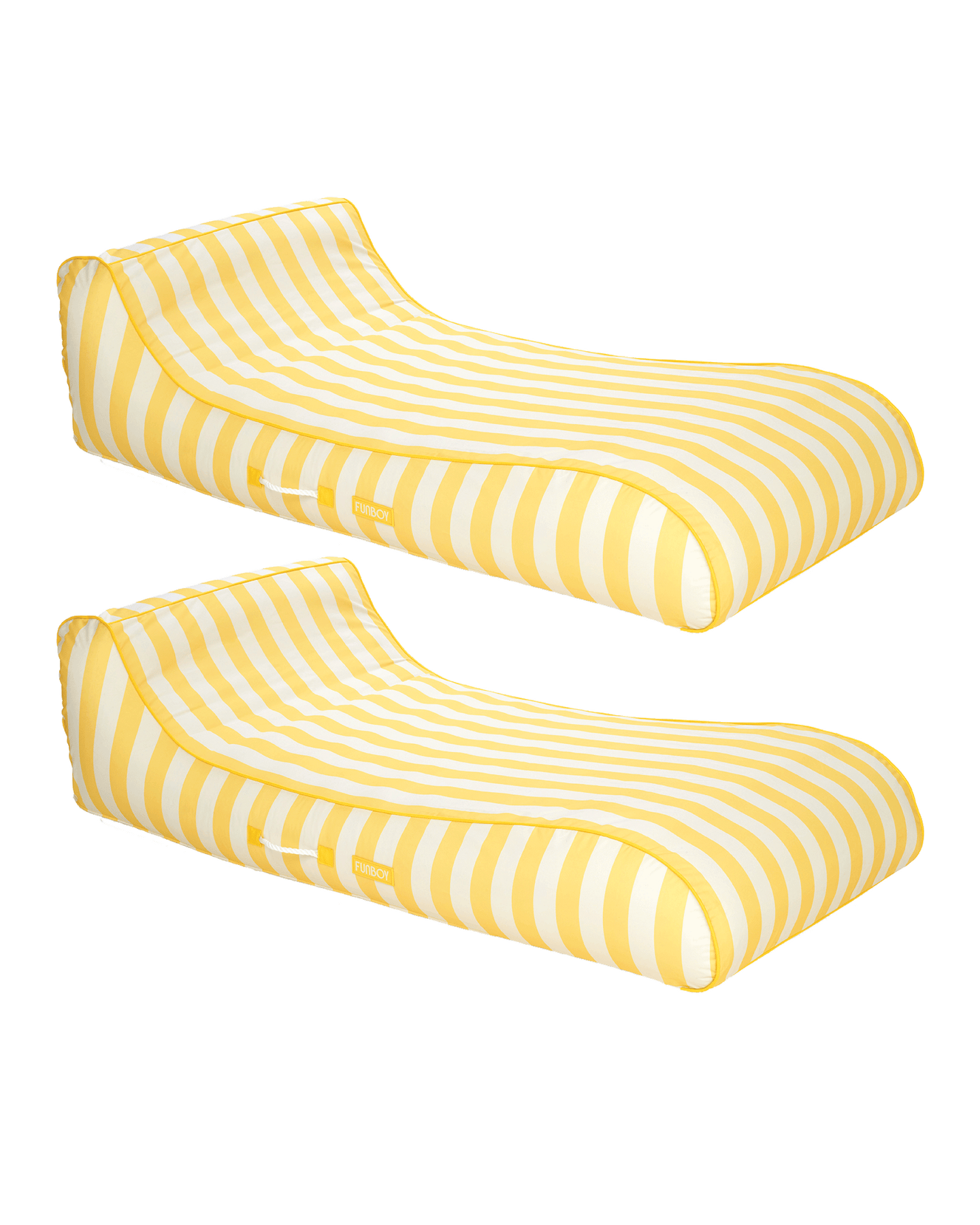 Yellow Striped Cabana Fabric Sunbed Lounger - 2 Pack