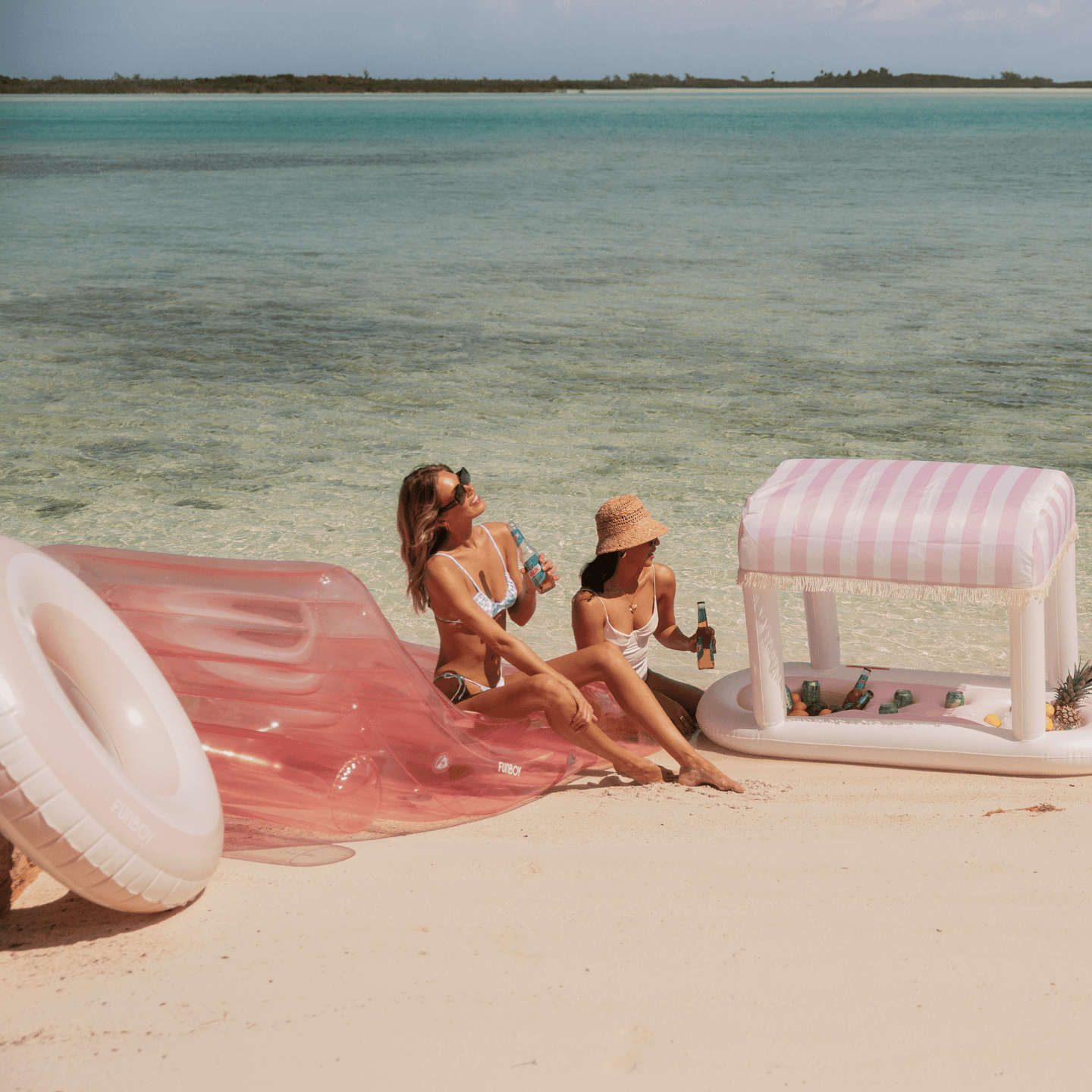 Pink & White Stripe Vintage Tube Pool Float