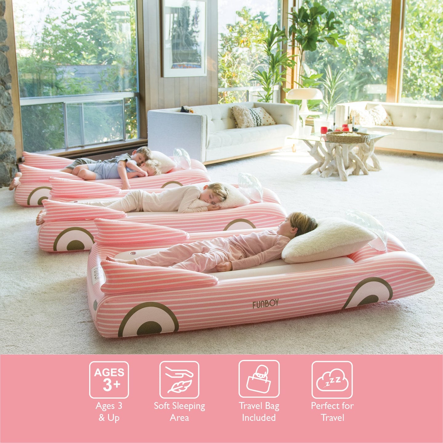 Pink Convertible Kids Sleepover Air Mattress - 2 Pack