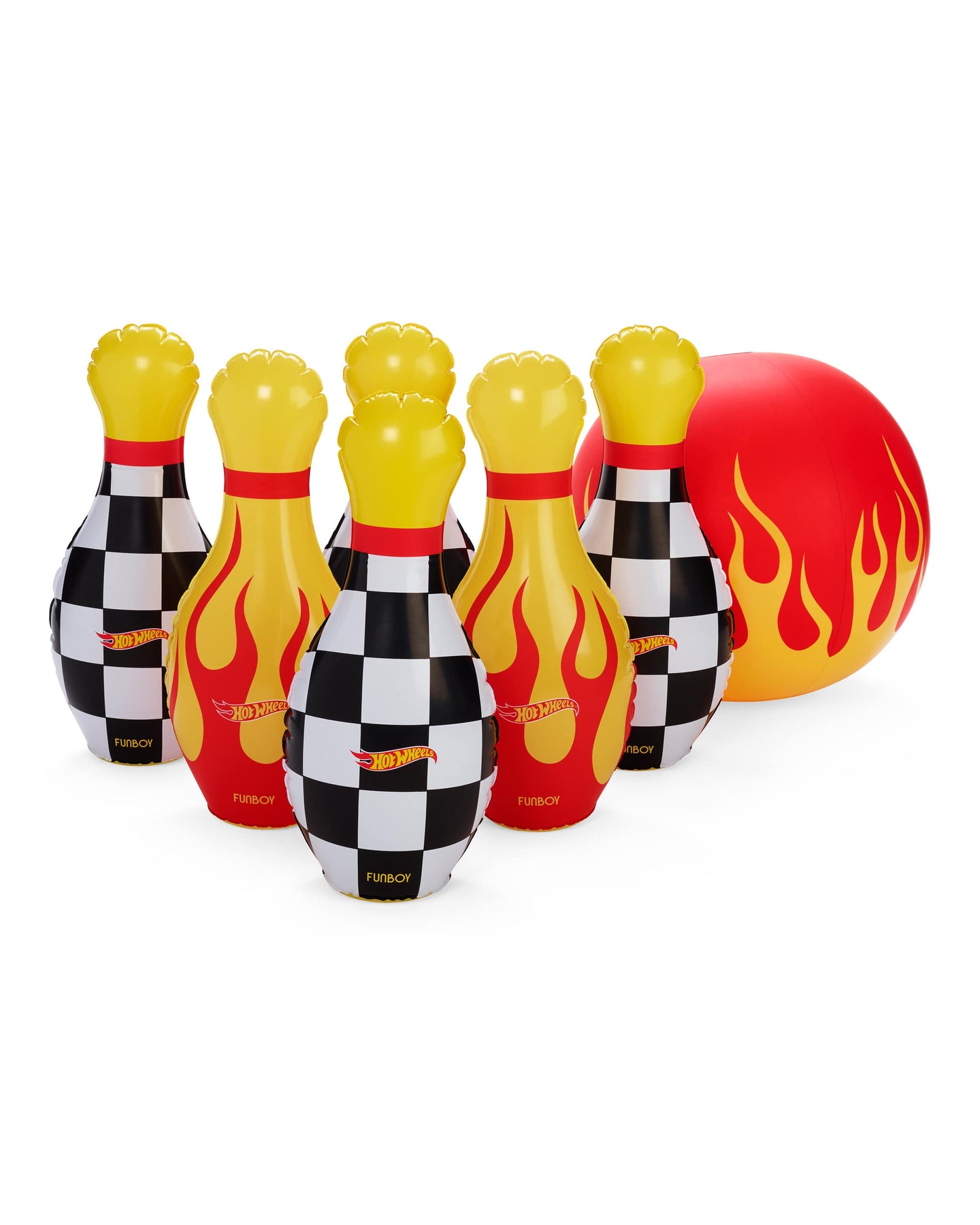 FUNBOY x Hot Wheels Checkered Flame Backyard Bowling Set