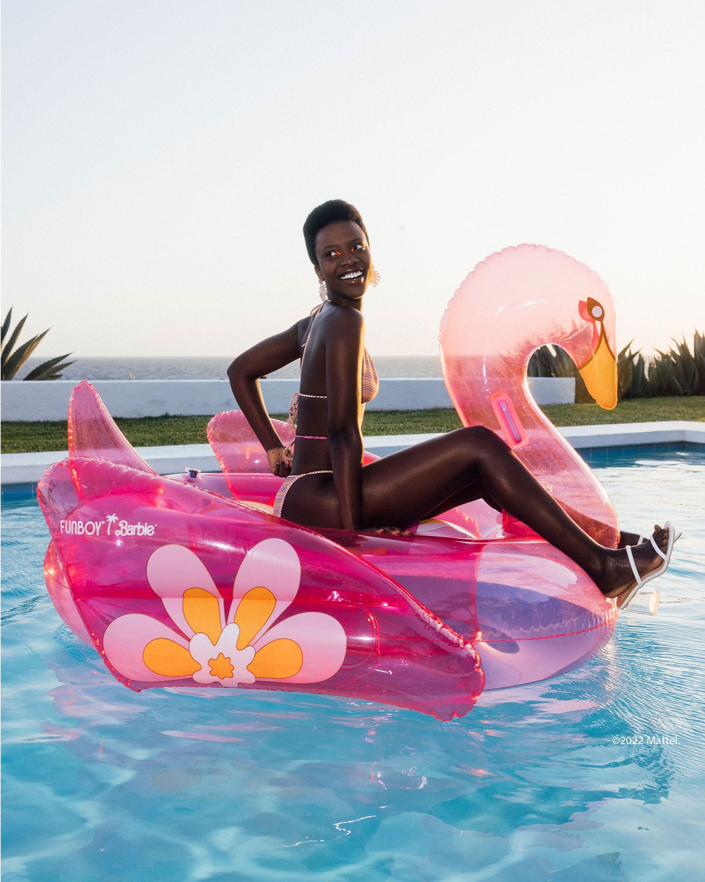 Funboy x Barbie Pool Float - Clear Pink Swan 