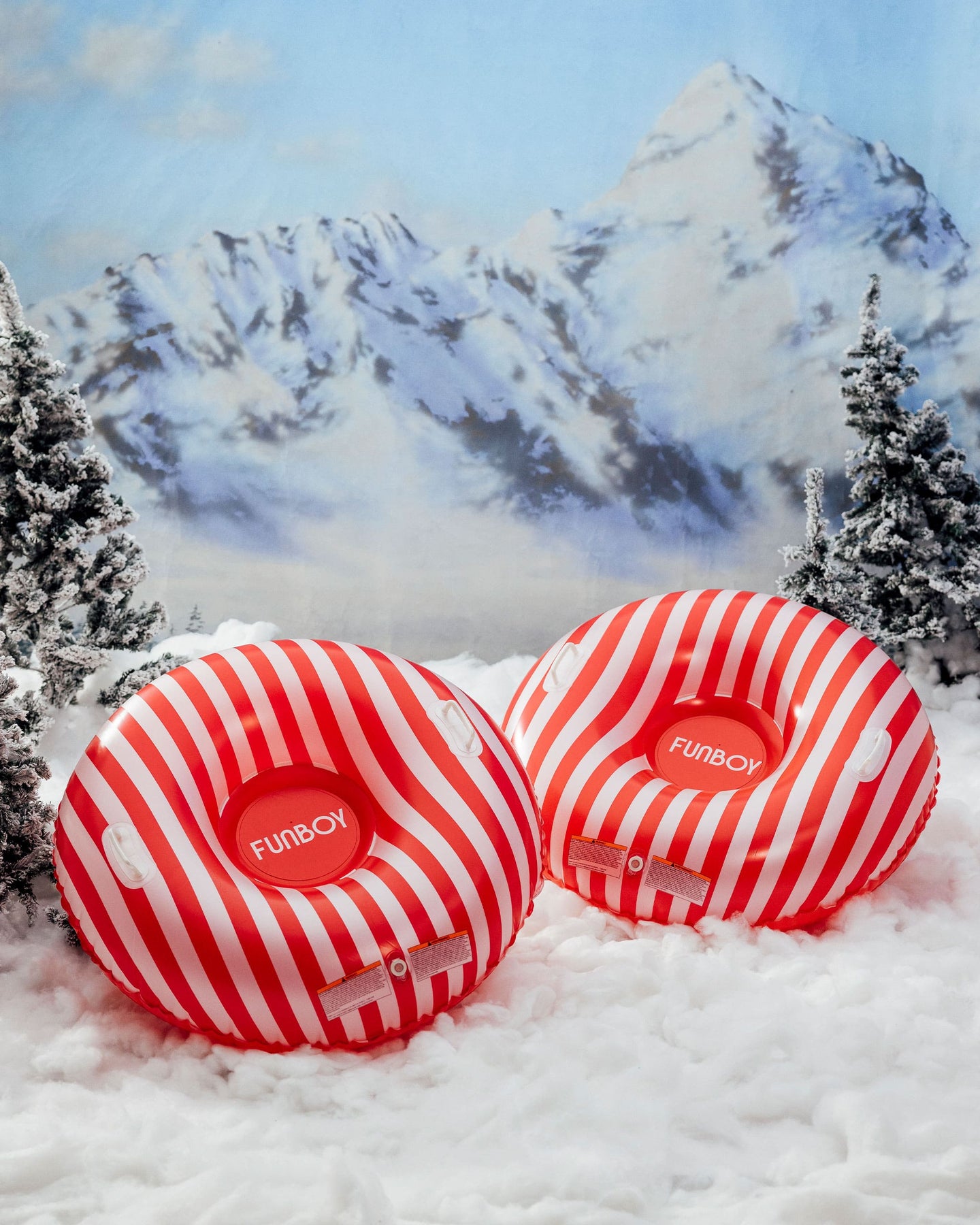 Winter Snow Tube Sled - Candy Cane Striped