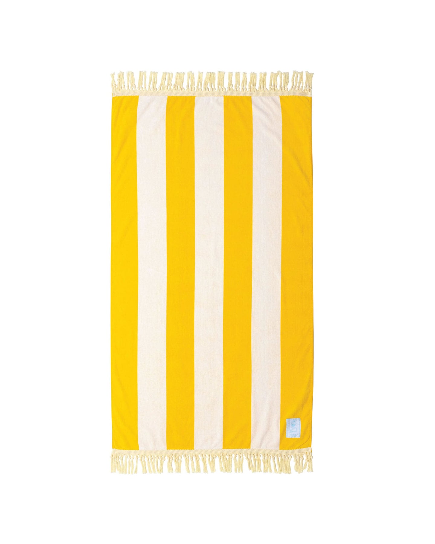 Yellow Stripe Beach Towel w/ Fringe