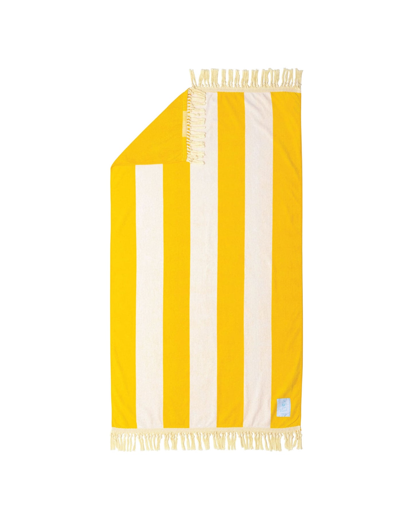 Yellow Striped Beach Towel w/ Fringe