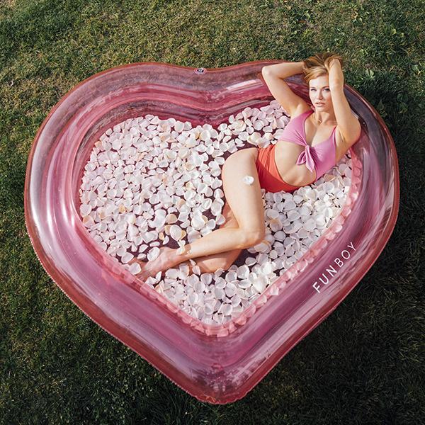 Clear Pink Heart Inflatable Pool