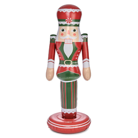 Inflatable 5 Foot nutcracker decoration with red, green, and white colors on a white background