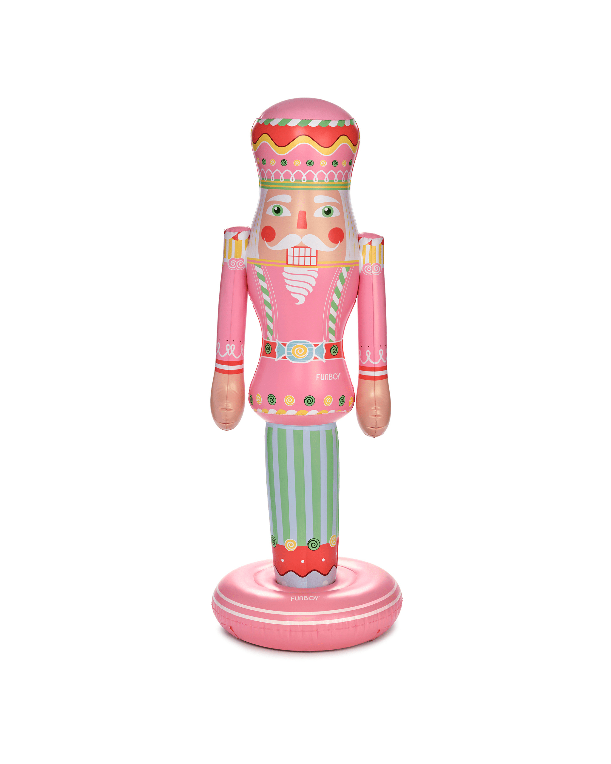 Decorative Inflatable nutcracker christmas decorations 5 feet tall 
with a pink outfit on a white background