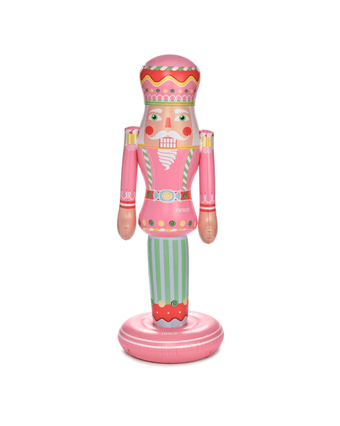 Decorative Inflatable nutcracker christmas decorations 5 feet tall 
with a pink outfit on a white background
