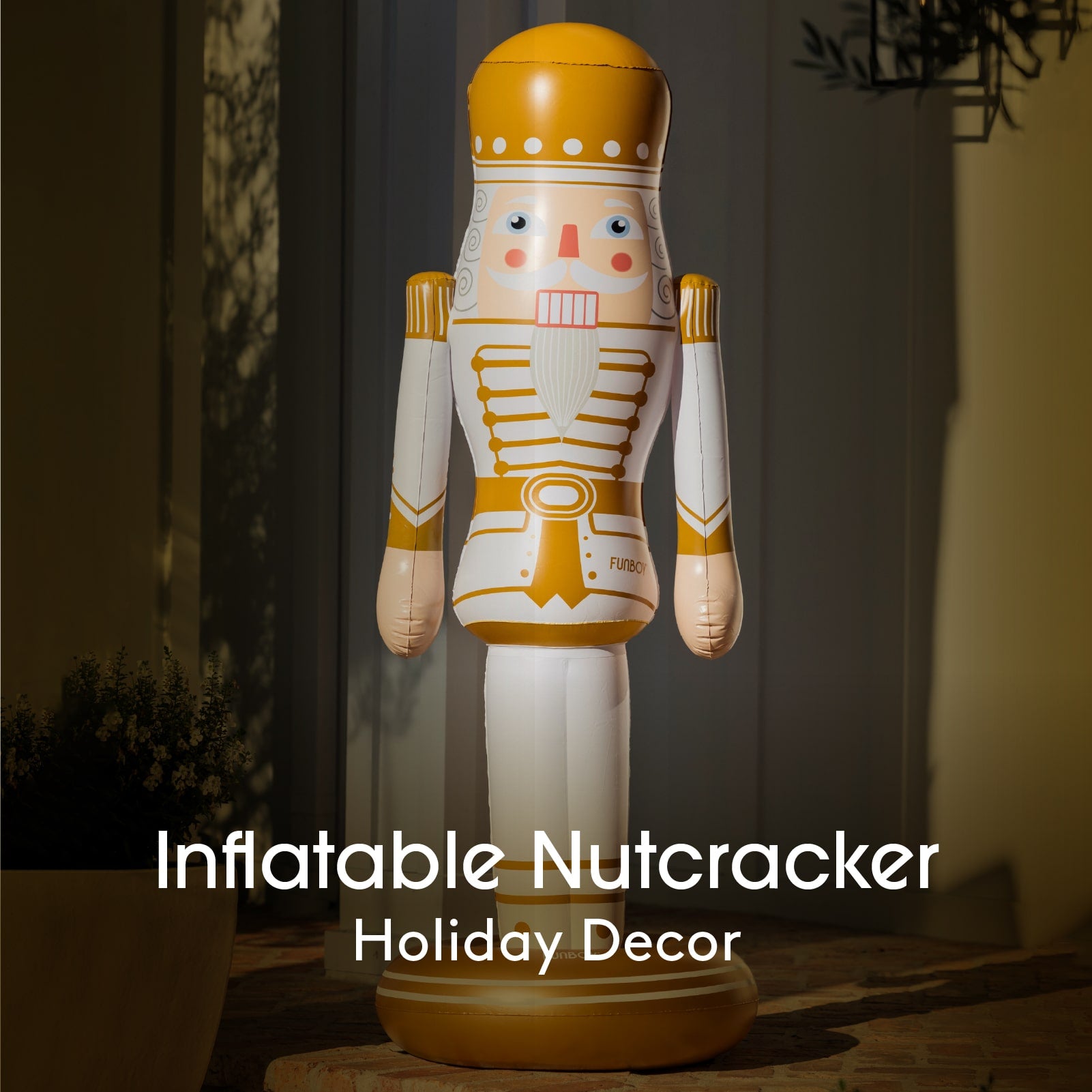 Inflatable nutcracker decoration with a warm glow, suitable for holiday decor