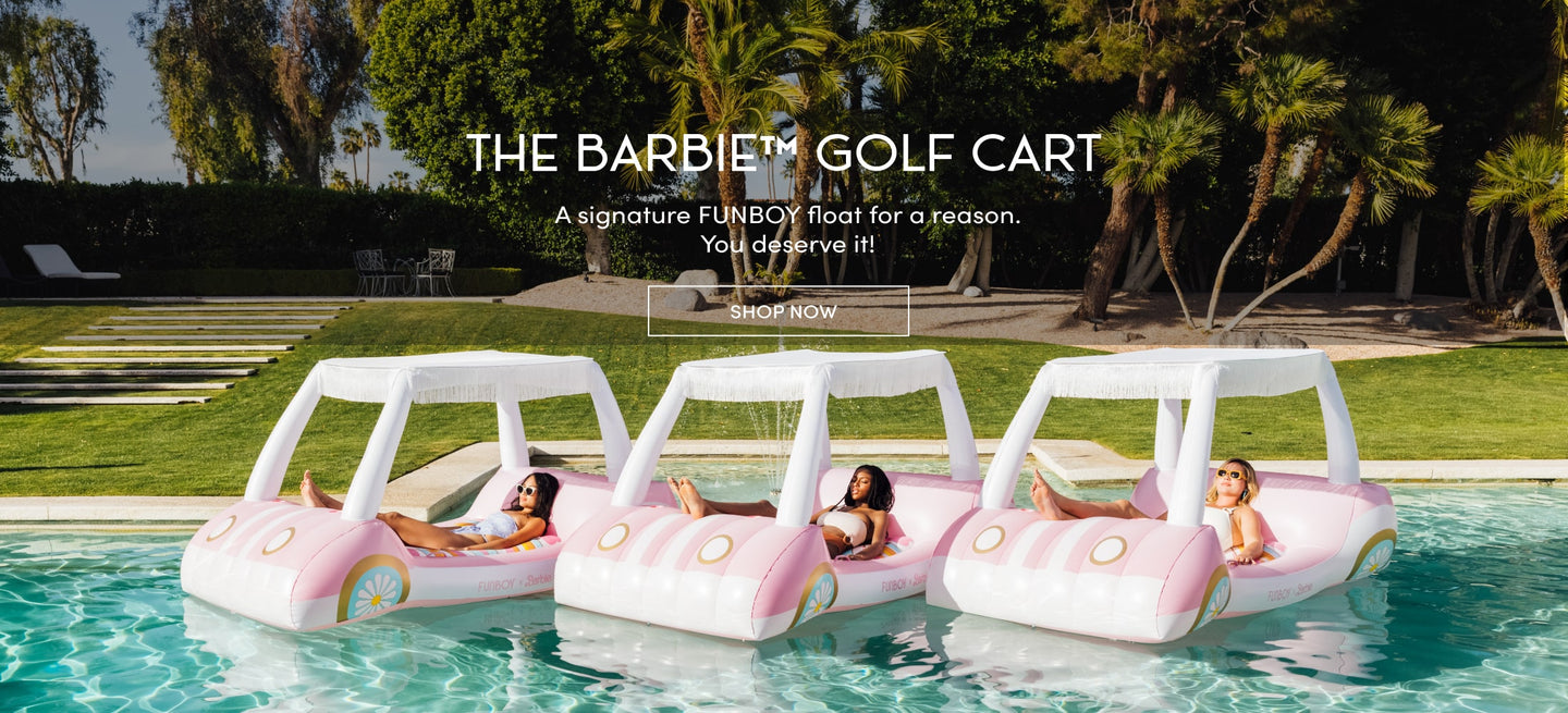 The Barbie Golf Cart. A signature FUNBOY float for a reason. You deserve it. Shop Now.