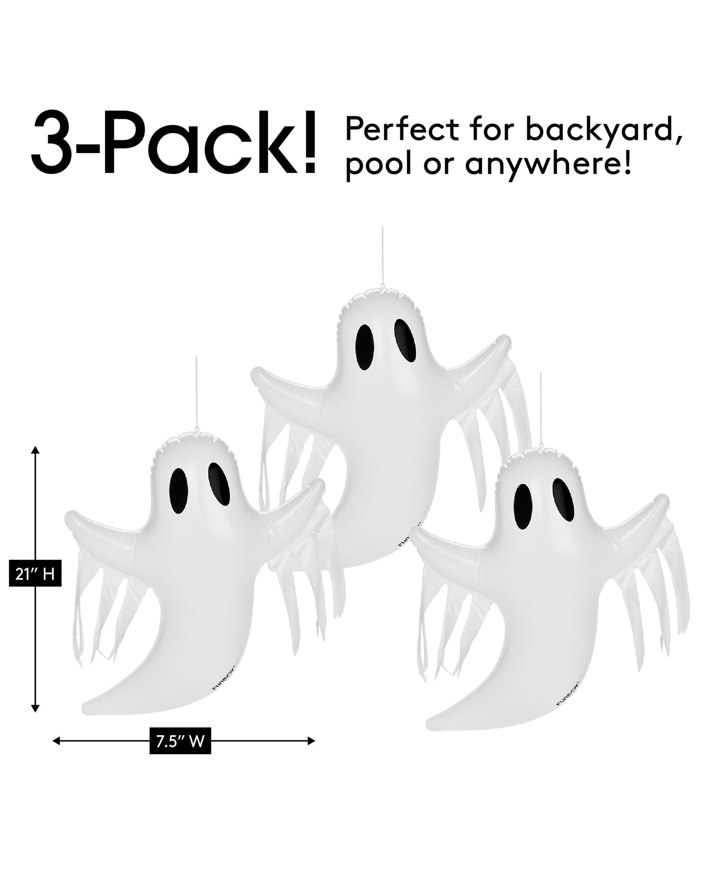 Inflatable Halloween Decorations - Hanging Ghost 3 pack
3-pack! Perfect for backyard, pool or anywhere!