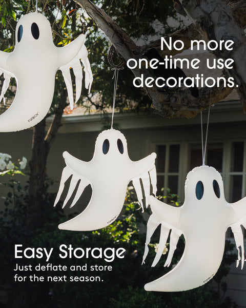Inflatable Halloween Decorations - Hanging Ghost 3 pack
No more one-time use decorations
Easy storage just deflate and store for the next season
