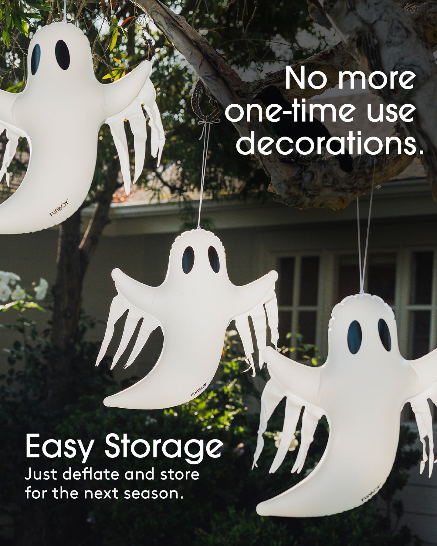 Inflatable Halloween Decorations - Hanging Ghost 3 pack
No more one-time use decorations
Easy storage just deflate and store for the next season.