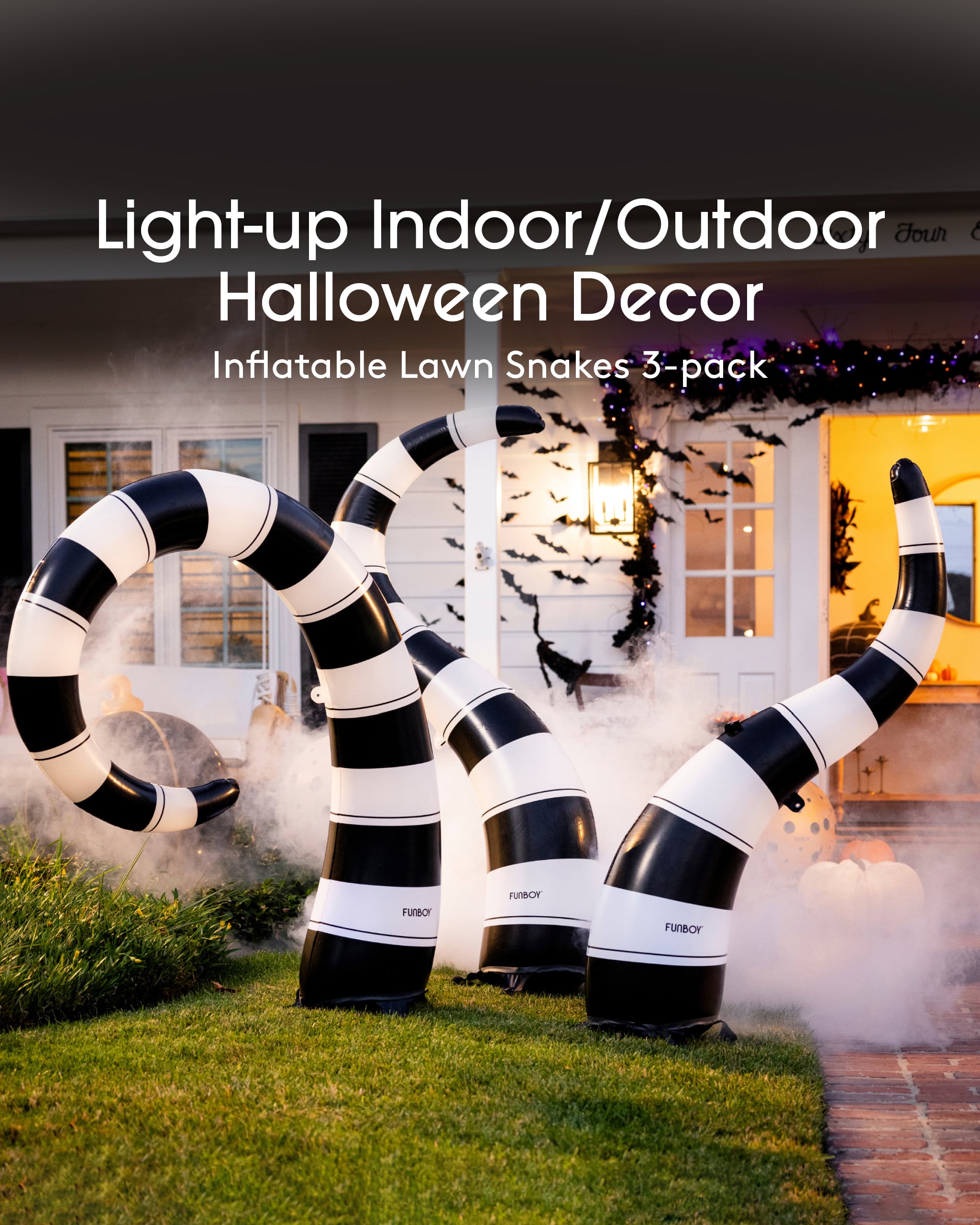 outdoor Halloween decor Inflatable Lawn Snakes 3-pack