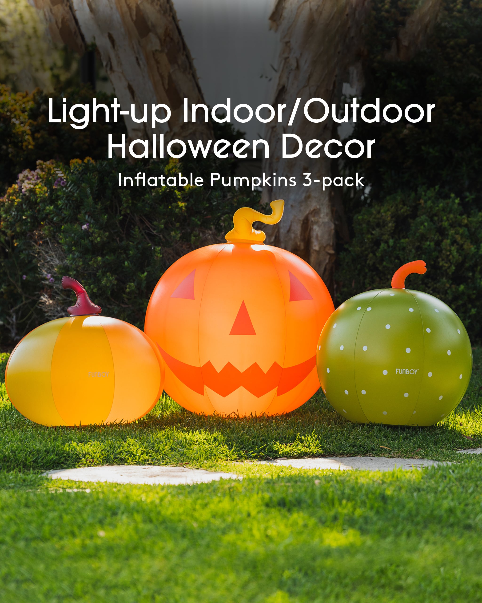 Inflatable Light Up Halloween Decor - Color Pumpkins 3 Pack