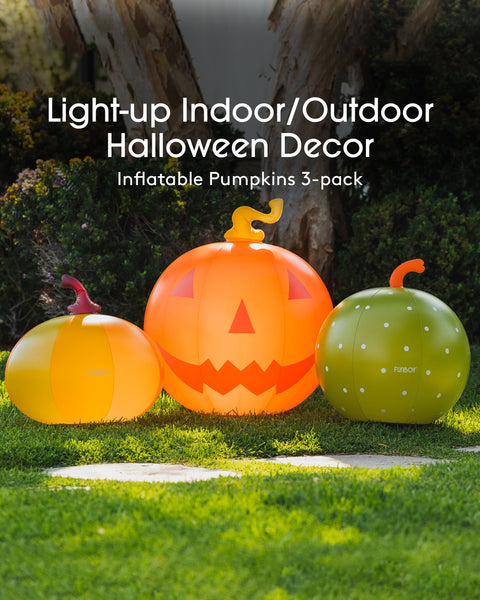Inflatable Light Up Halloween Decor - Color Pumpkins 3 Pack