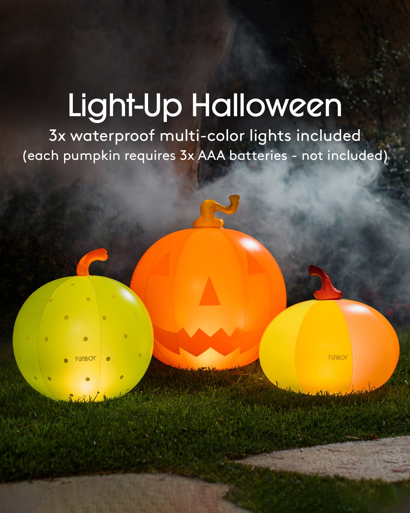 Inflatable Light Up Halloween Decor - Color Pumpkins 3 Pack