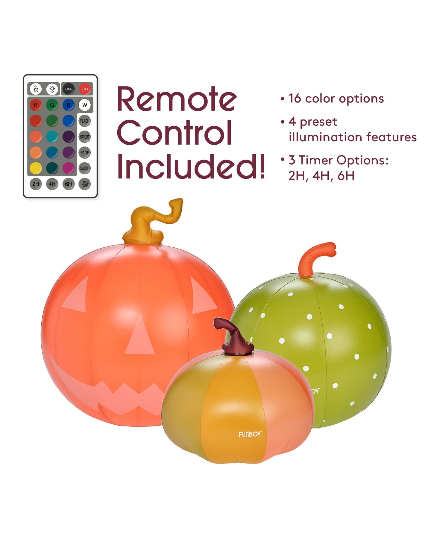 Inflatable Light Up Halloween Decor - Color Pumpkins 3 Pack