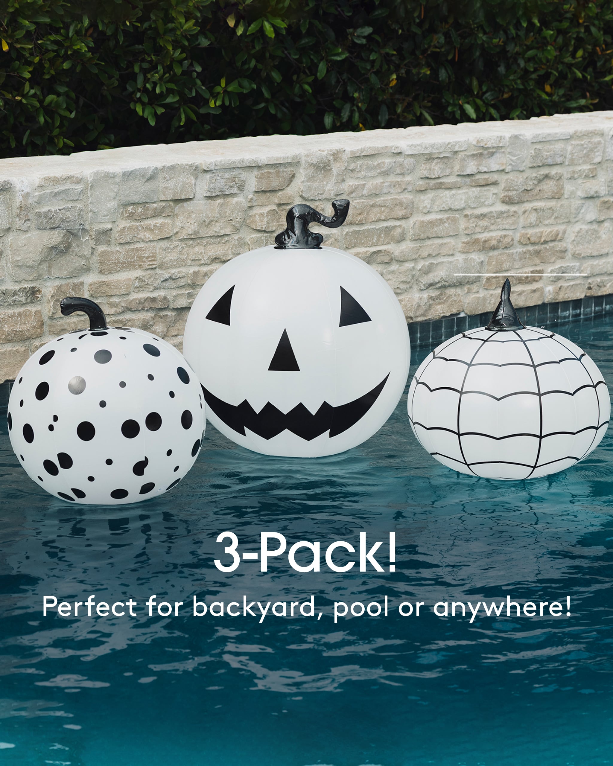 Three inflatable light up decorative pumpkins
Inflatable Halloween decor
3-pack!
Perfect for backyard, pool or anywhere!