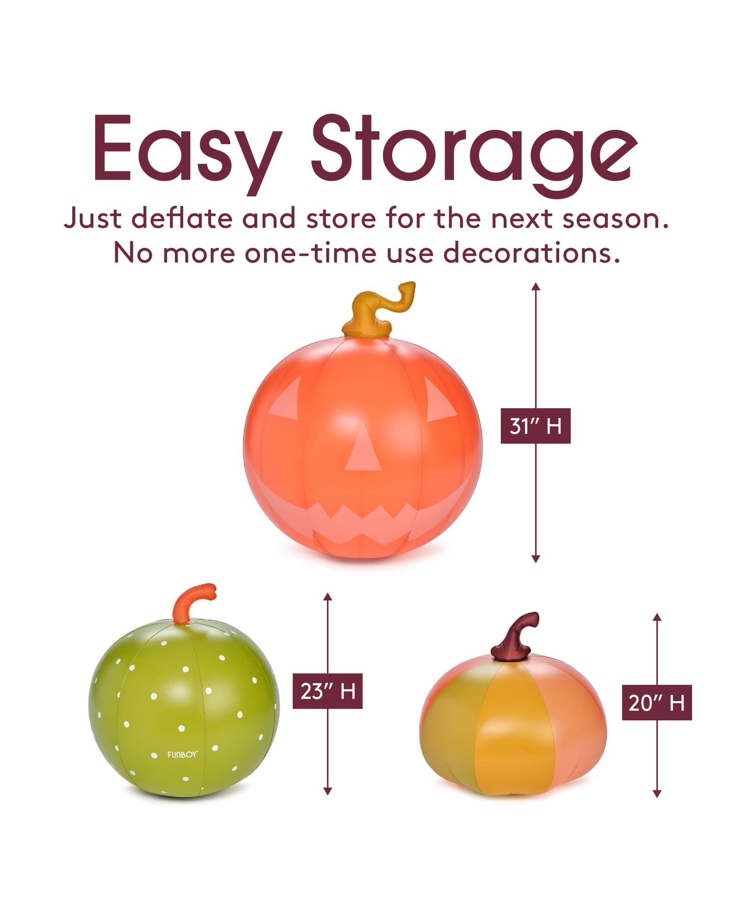 Inflatable Light Up Halloween Decor - Color Pumpkins 3 Pack