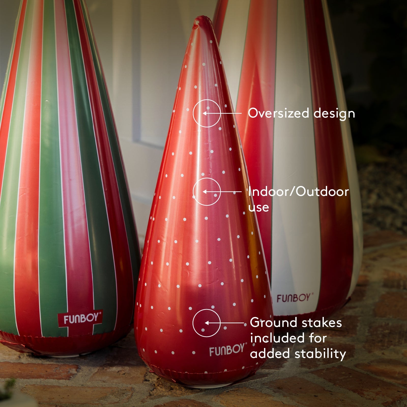 outdoor use, and ground stakes included.