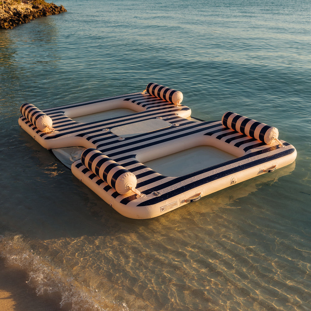 Striped inflatable navy and white striped party island by FUNBOY.