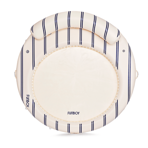 White and Navy Floating Dock with Mesh