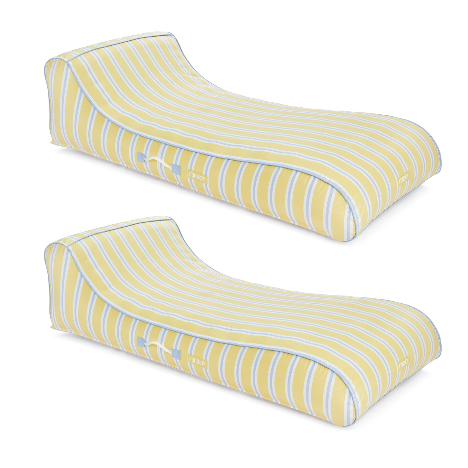 Two yellow striped pillows on a white background
