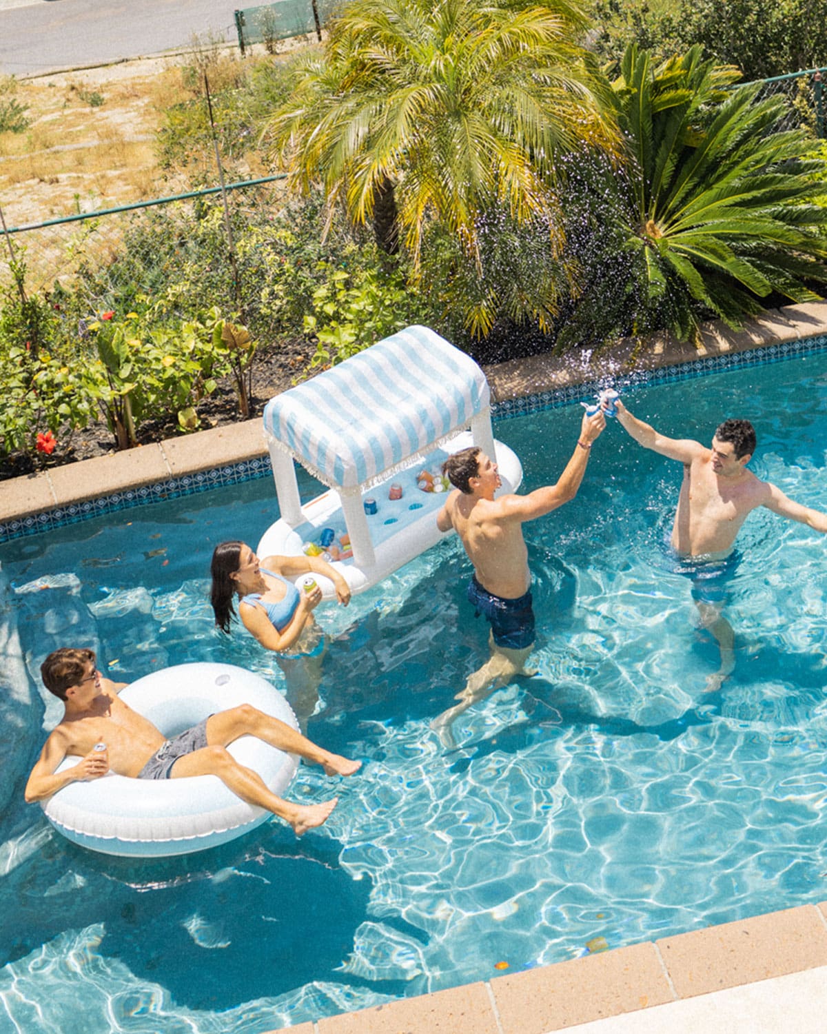 Blue & White Stripe Tube Pool Float
