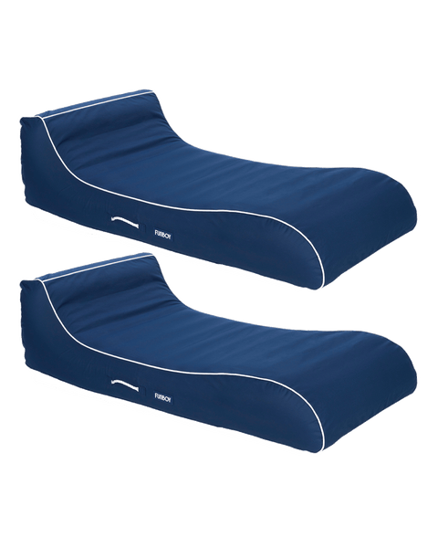 Navy Cabana Fabric Sunbed Lounger - 2 Pack