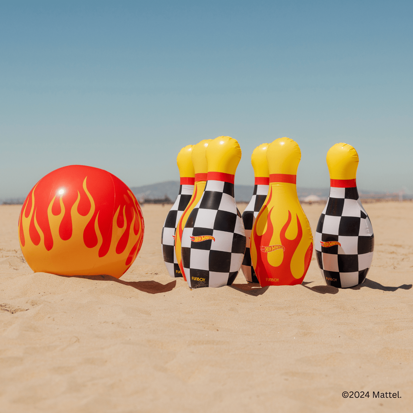 Hot Wheels Checkered Flame Backyard Bowling Set