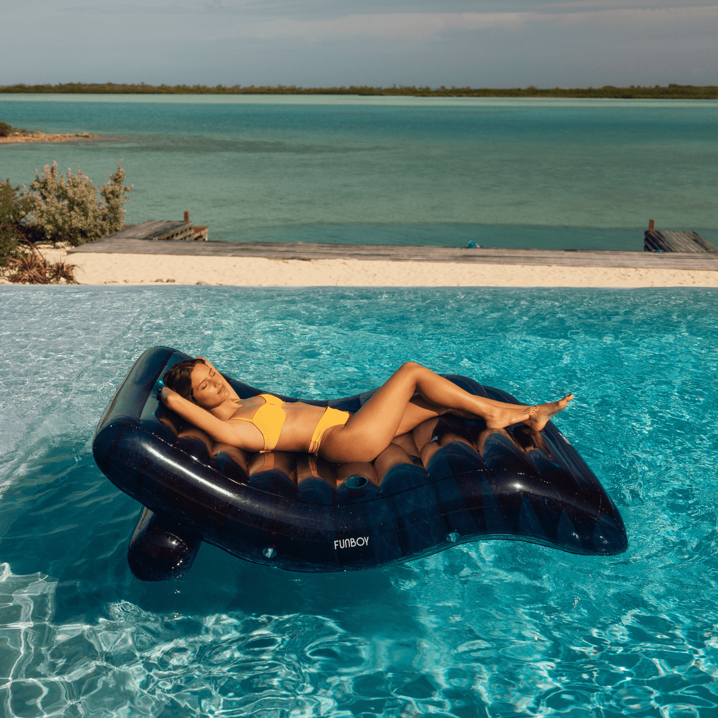 Navy Chaise Lounger Pool Float