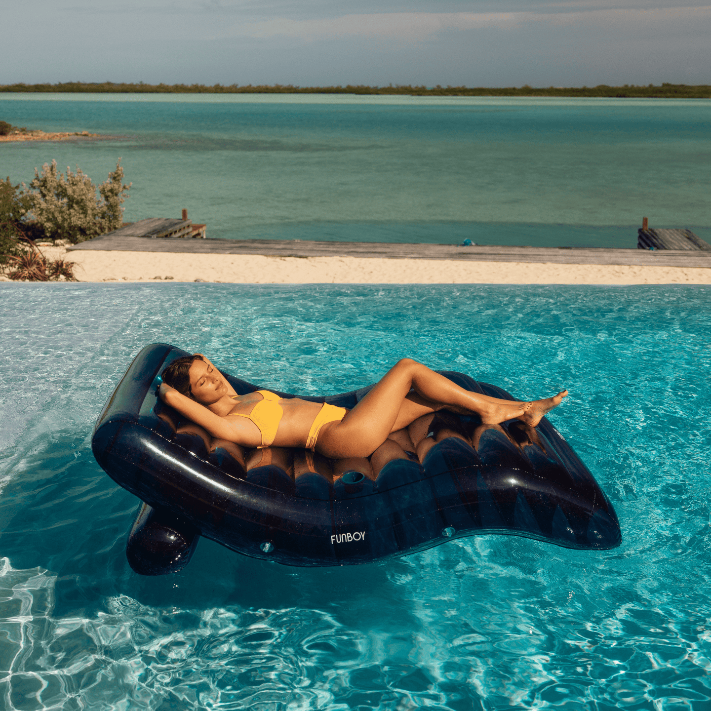 Clear Navy Chaise Lounger Pool Float FUNBOY