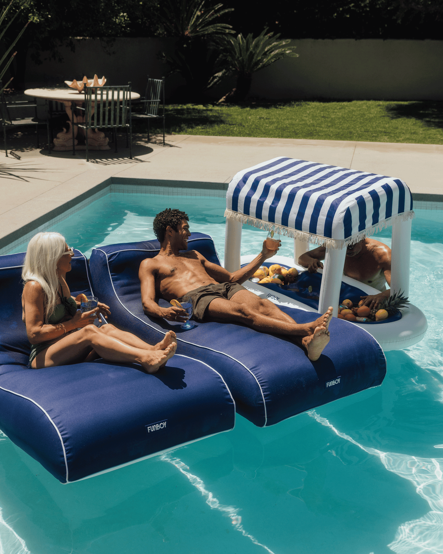 Fabric pool lounger hotsell