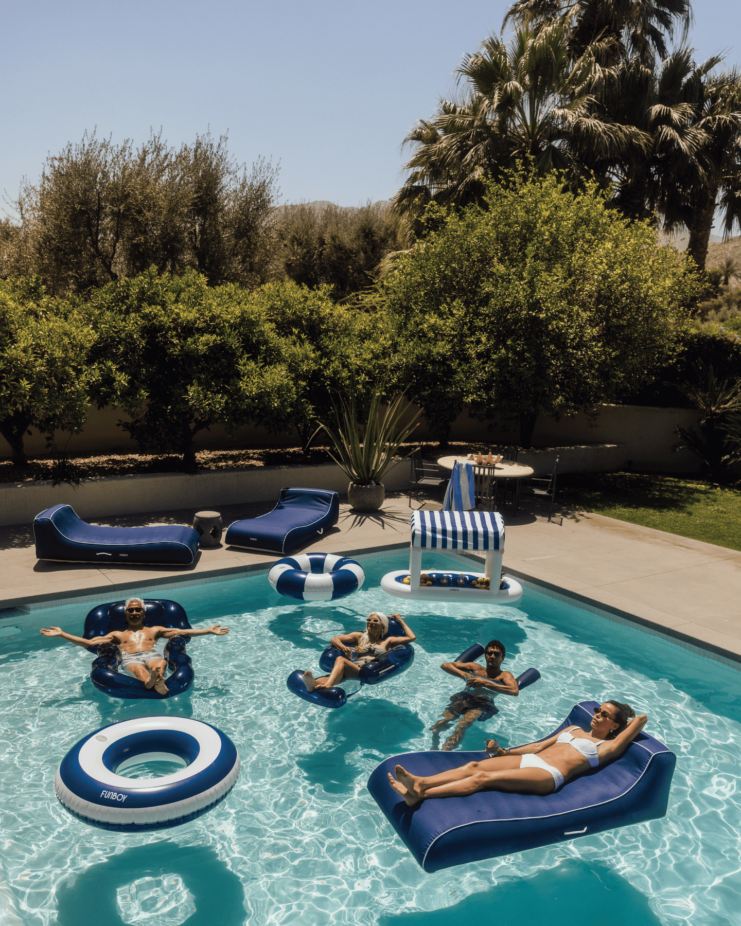Fabric Covered Pool Float Navy Sunbed Lounger FUNBOY