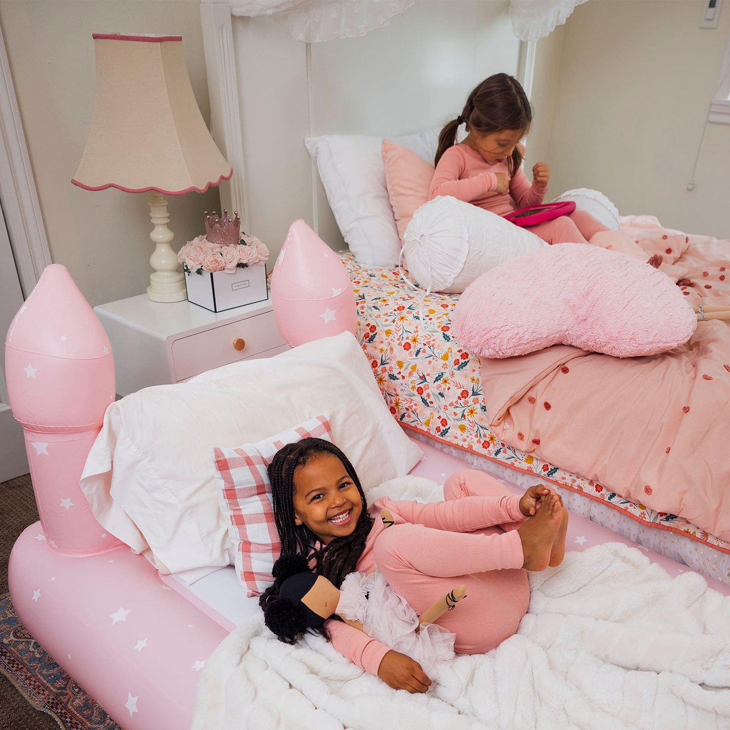 Pre-order Pink Castle Sleepover Kids Air Mattress - 2 Pack