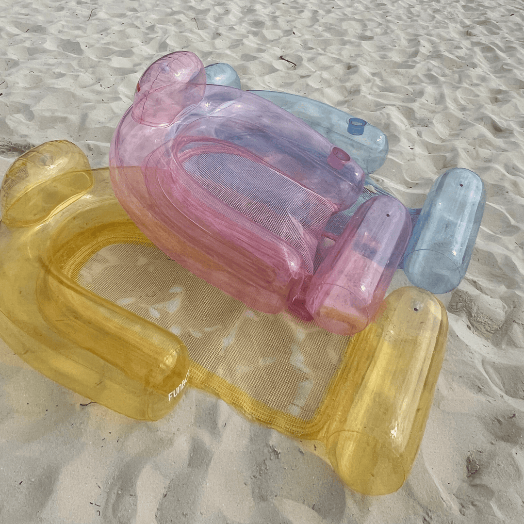 Clear Yellow Mesh Chair Pool Float & Water Hammock - FUNBOY