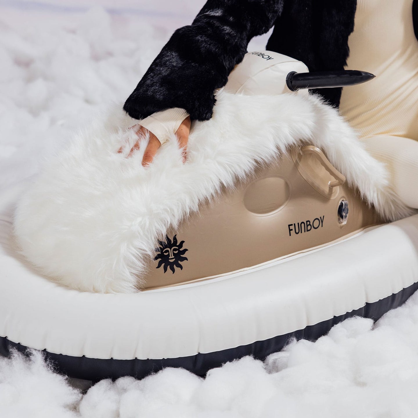 Faux Fur Champagne Snowmobile Snow Sled