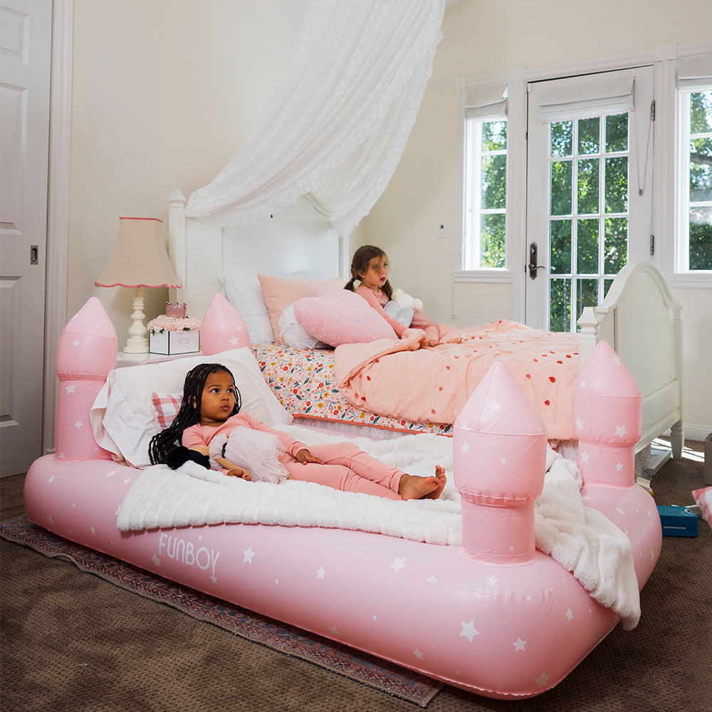 Kids Sleepover Bed - Pink Castle Air Mattress - FUNBOY