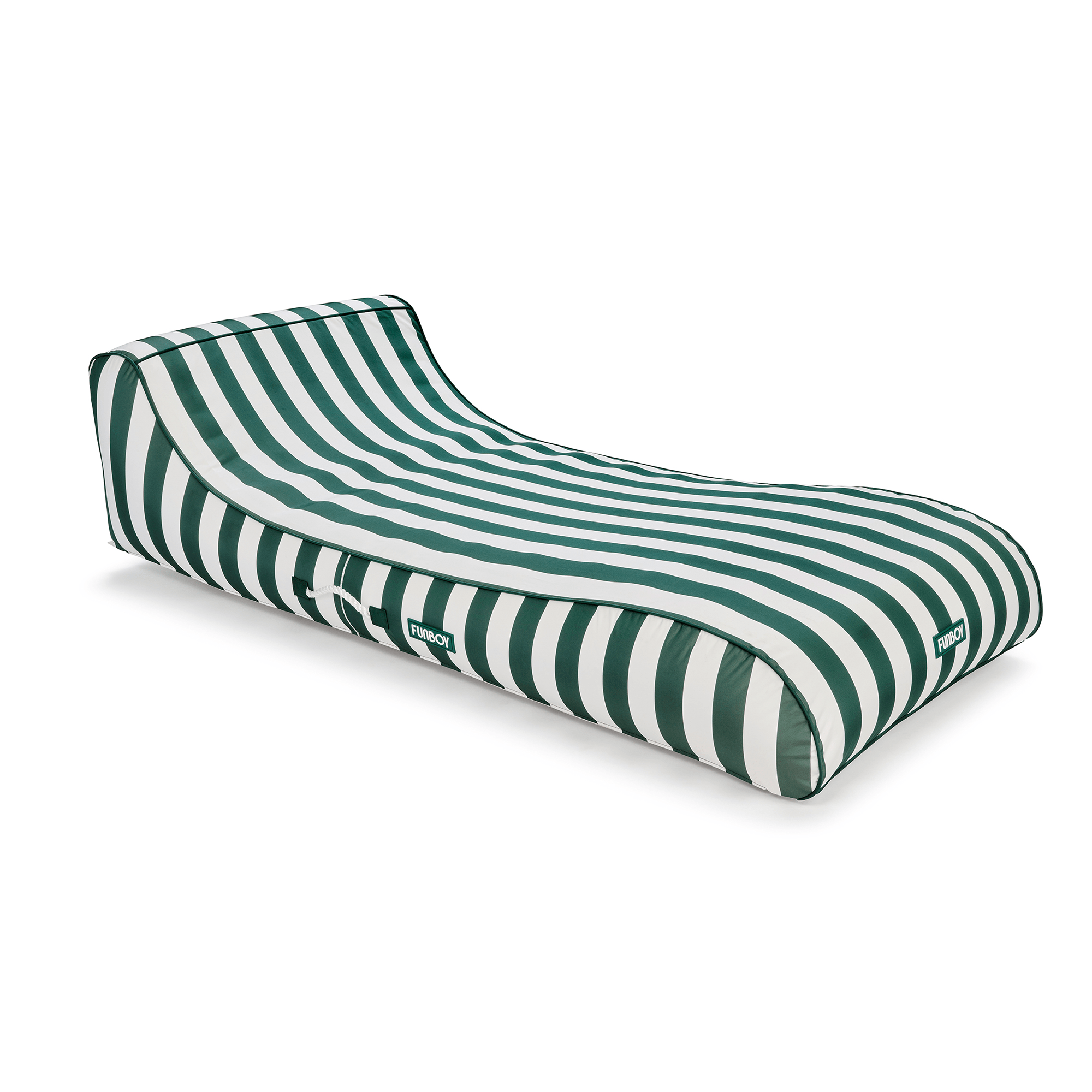 Green & White Cabana Stripe Fabric Covered Pool float lounger