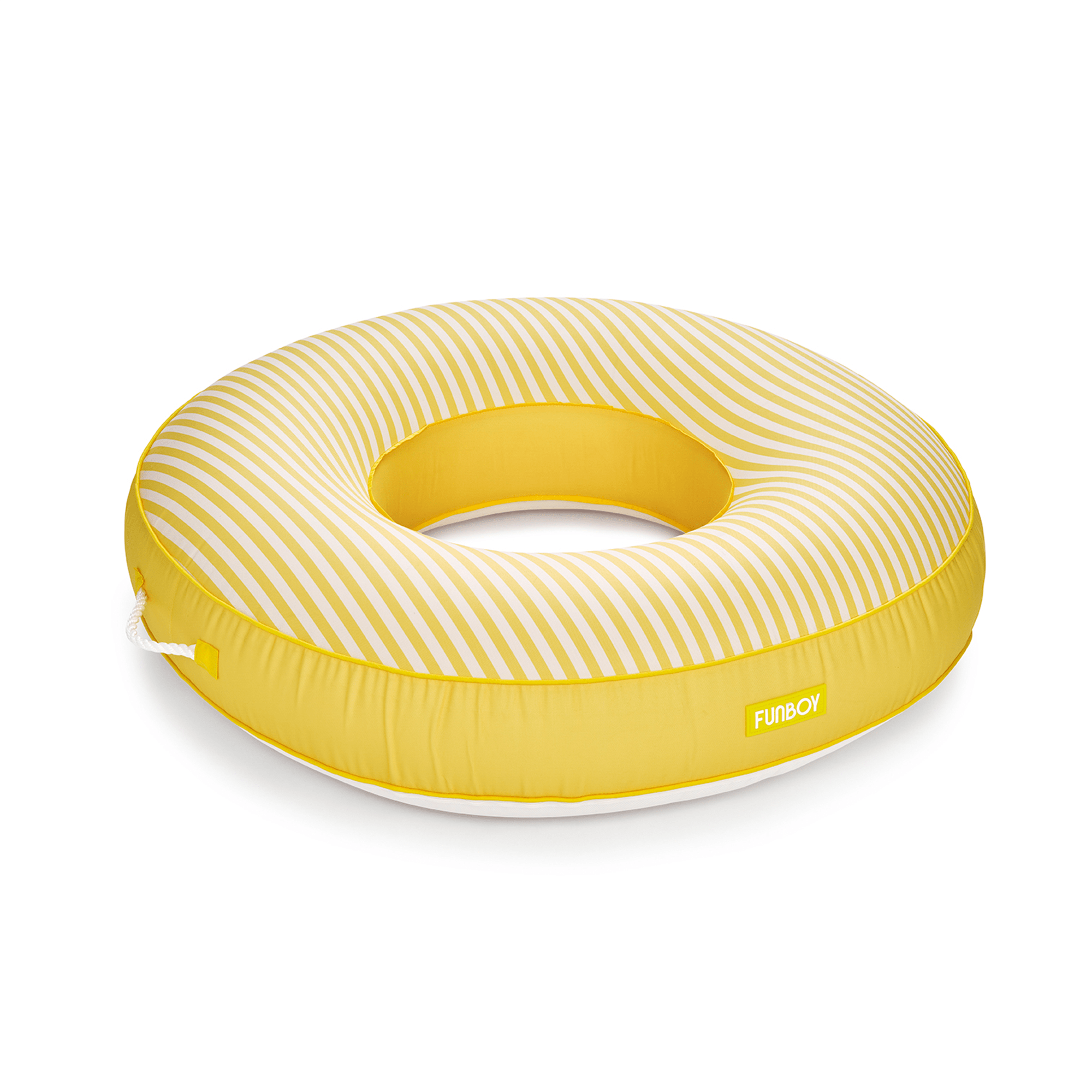 Yellow Cabana Striped Fabric Covered Tube Float - Adult Pool Float