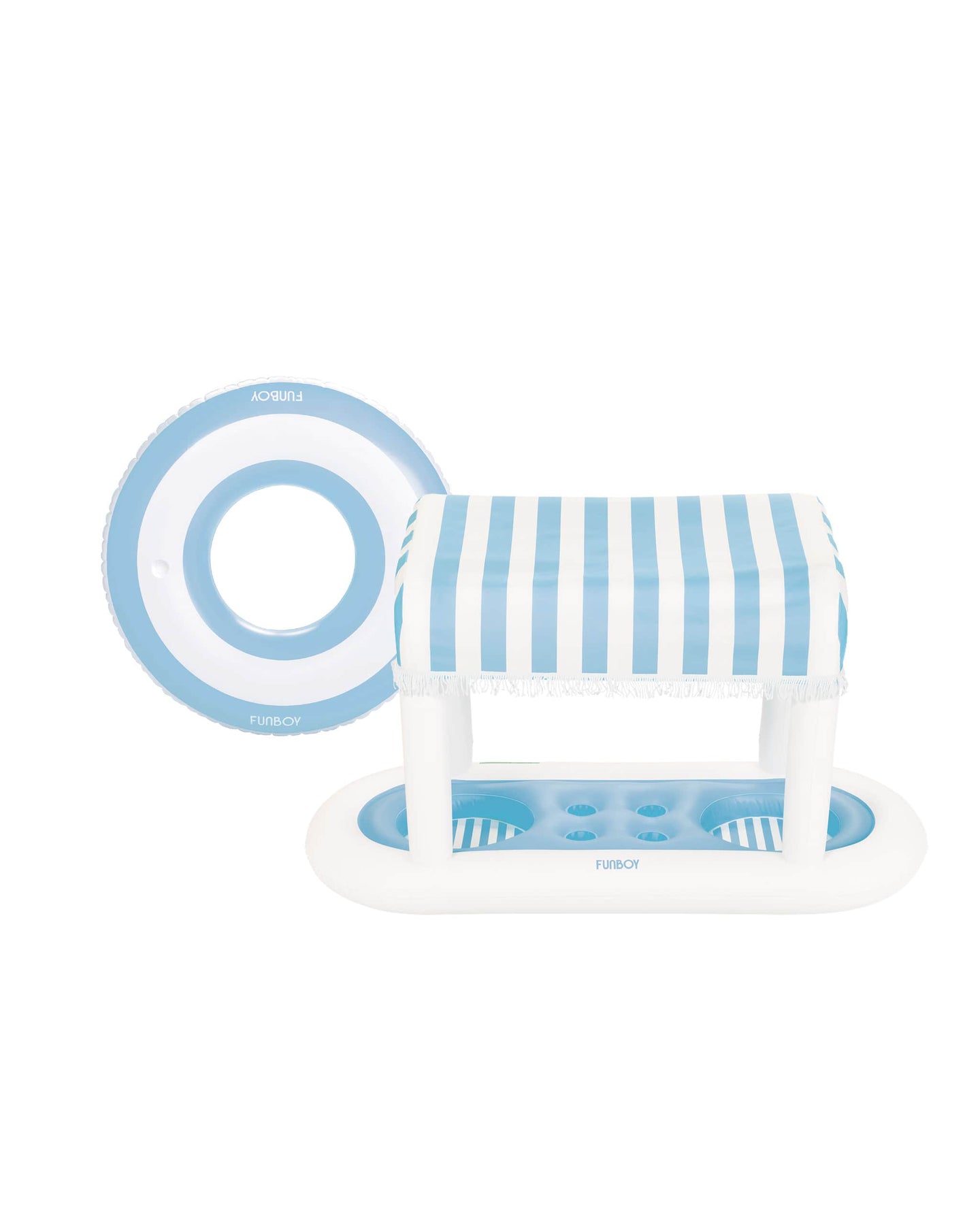 Blue & White Striped Cabana Bar and matching Tube pool float