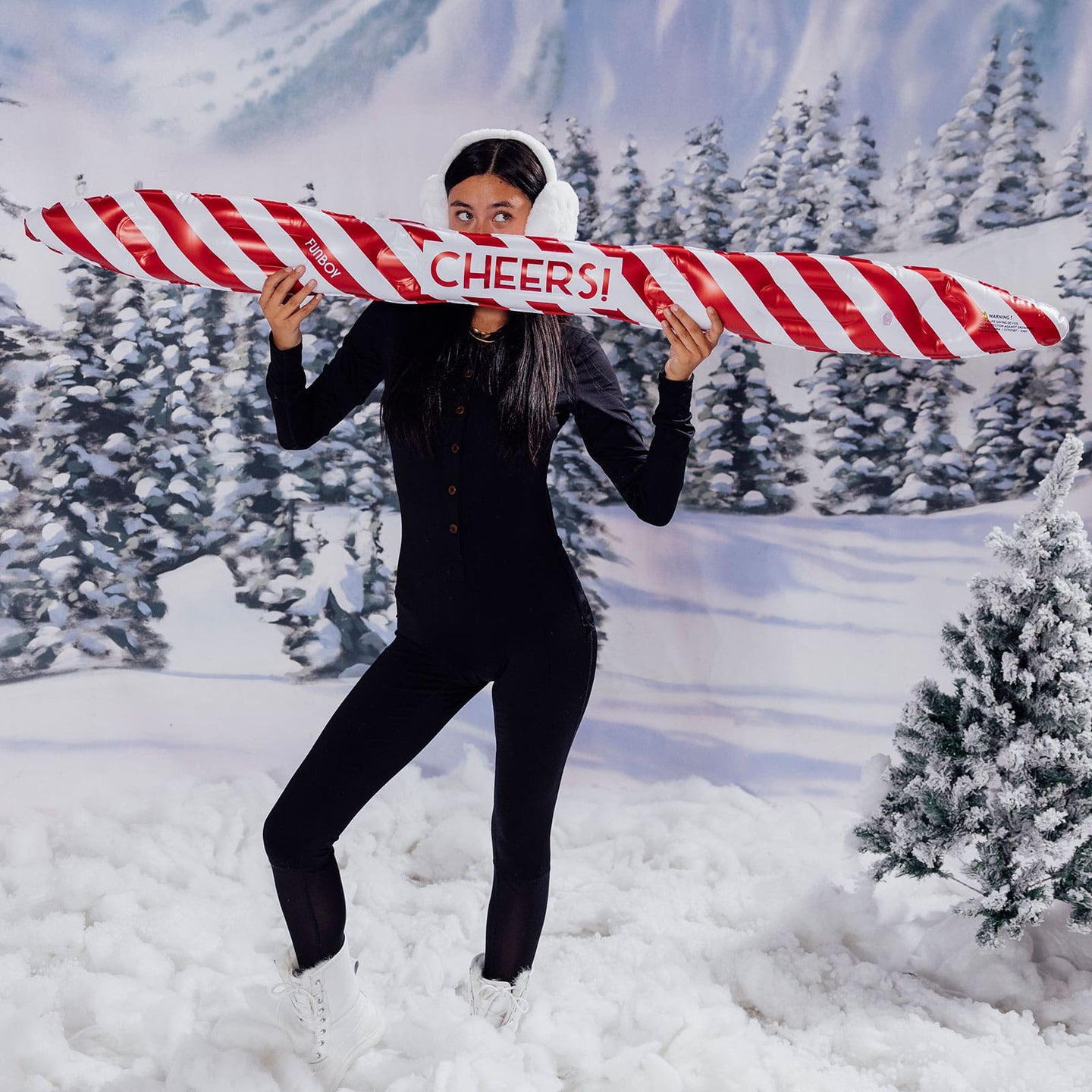 Red & White Striped Candy Cane ShotSki® with four shot glasses