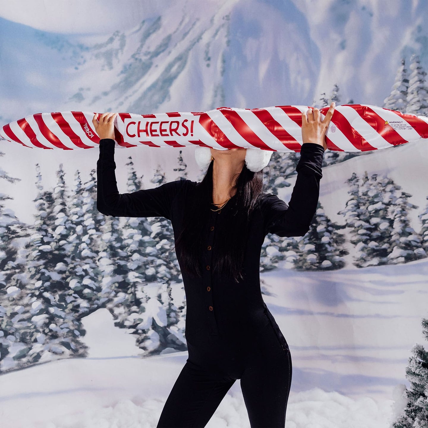 Candy Cane Red & White Striped Shotski w/ 4 shot glasses