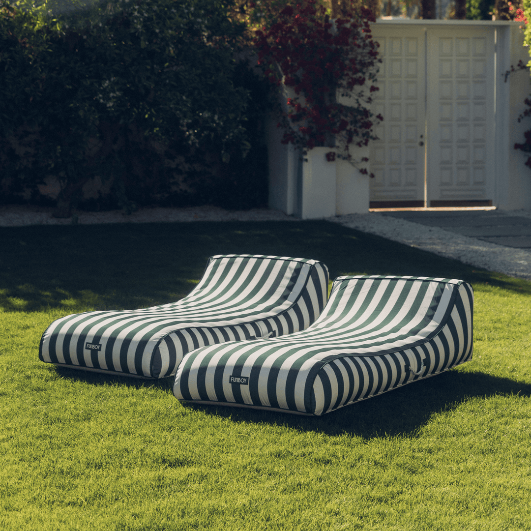 Fabric Covered Pool Float - Green Cabana Sunbed Lounger - FUNBOY