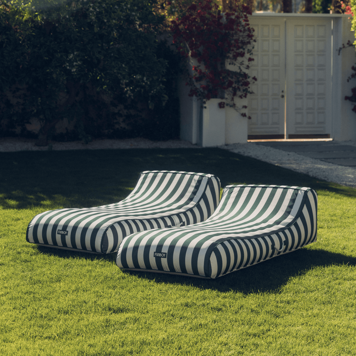 Fabric Covered Pool Float - Green Cabana Sunbed Lounger - FUNBOY