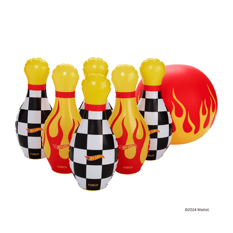 FUNBOY x Hot Wheels Checkered Flame Backyard Bowling Set