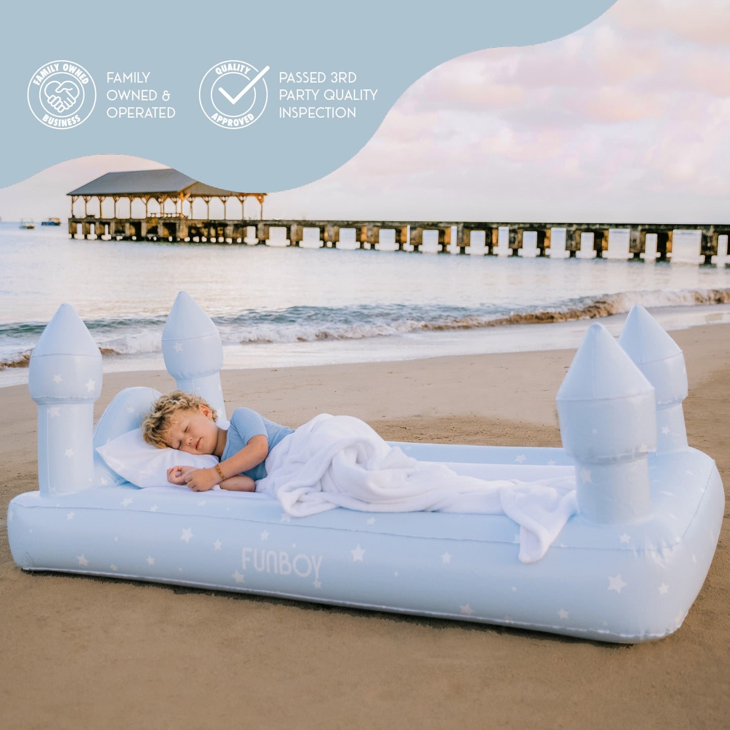 Blue Castle Air Mattress - Kids Sleepover Bed