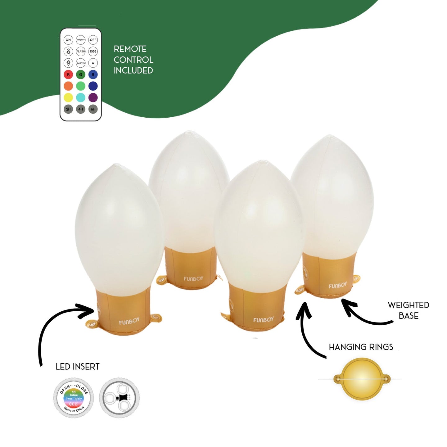 Inflatable Light Up Christmas Bulb Decor - 4 Pack