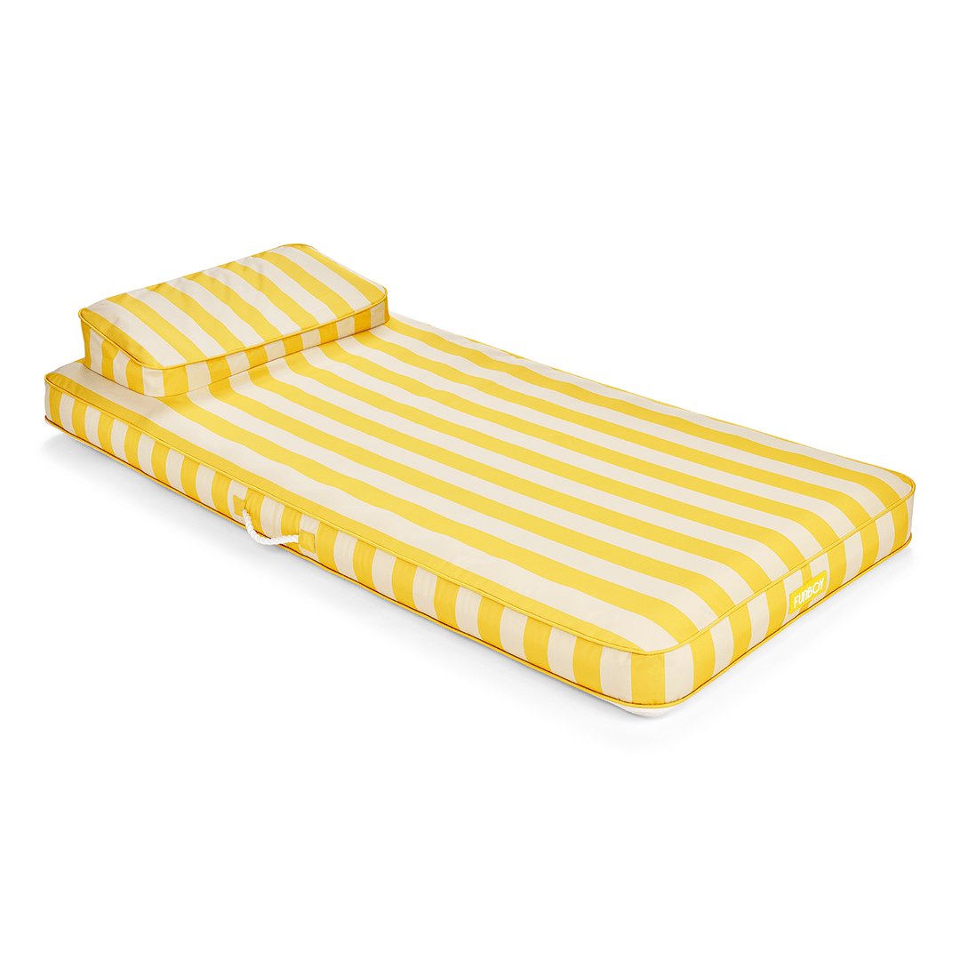 Yellow Cabana Striped Flat Fabric Lounger Pool Float